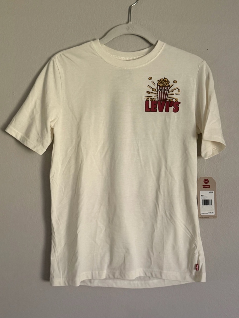 Levi's Cream Short-Sleeve Tee with Popcorn Brown Bear Graphic